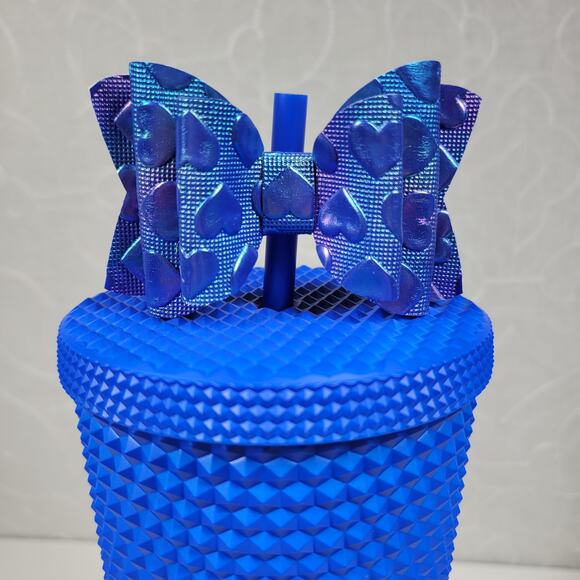 Starbucks China 2022 Klein Matte Blue Venti Studded Tumbler 9" Straw Bow Twist - Picture 13 of 16